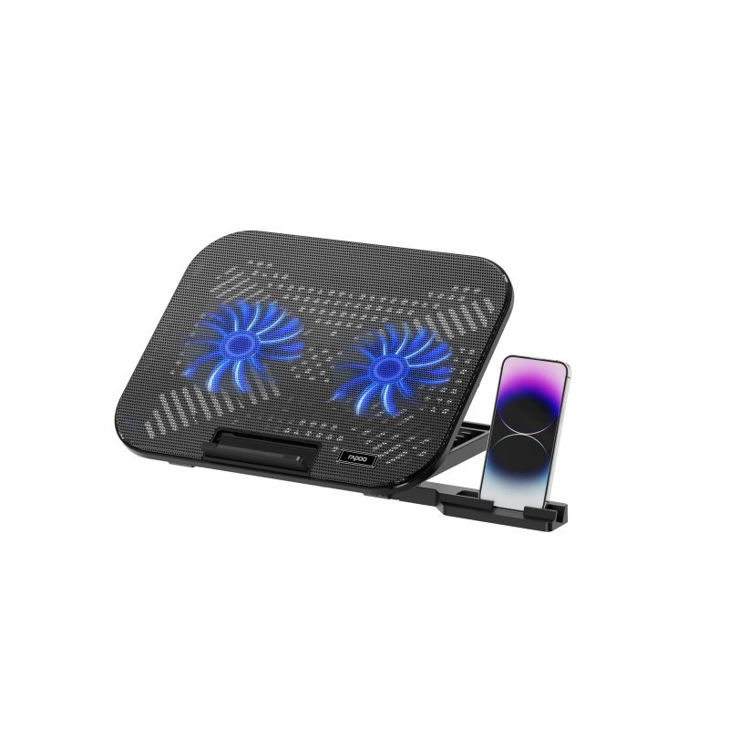 Rapoo Laptop Cooling Pad CF200,  2 High-Efficiency Cooling Fans, 6 Adjustable Angles, Multi-Functional & Versatile