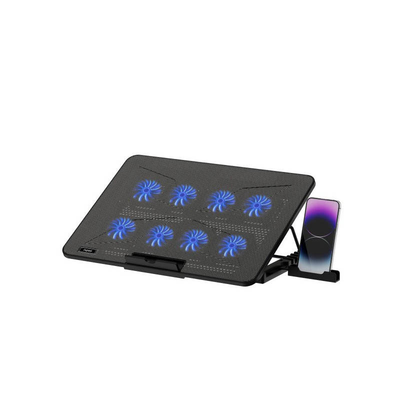 Rapoo Laptop Cooling Pad CF300, 8 High-Efficiency Cooling Fans , 7 Adjustable Angles, Multi-Functional & Versatile