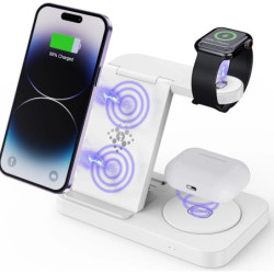 USP Samsung 3-in-1 Wireless Charging Stand, 15W, Portable & Space-Saving, Charger Station for Multiple Samsung Devices, 2 Yea
