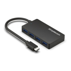 Simplecom CH350 SuperSpeed USB-C to 4xtUSB-A Hub USB 3.2 Gen1, 5Gbps, plug & play, bus-powered, ABS, 76×41×11mm, 35g, 15cm 