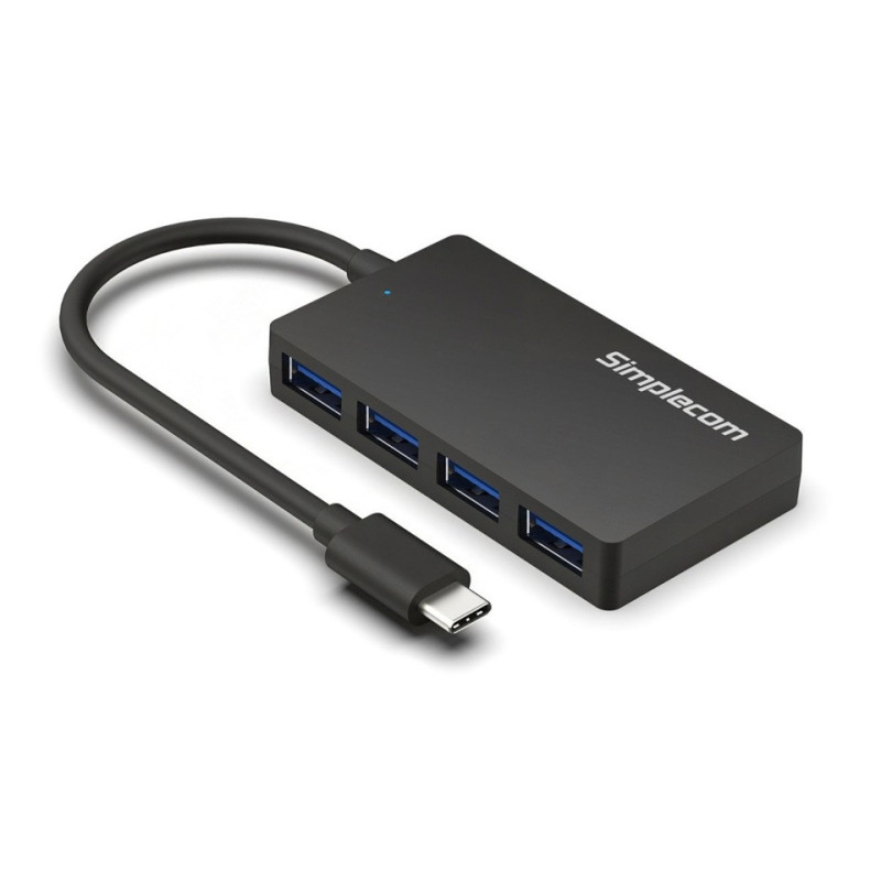 Simplecom CH350 SuperSpeed USB-C to 4xtUSB-A Hub USB 3.2 Gen1, 5Gbps, plug & play, bus-powered, ABS, 76×41×11mm, 35g, 15cm 