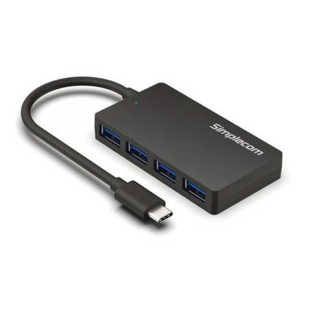 Simplecom CH350 SuperSpeed USB-C to 4xtUSB-A Hub USB 3.2 Gen1, 5Gbps, plug & play, bus-powered, ABS, 76×41×11mm, 35g, 15cm 