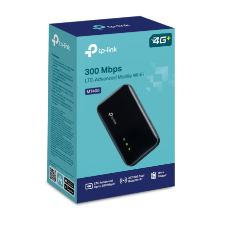 TP-Link M7400 300 Mbps LTE-Advanced Mobile Wi-Fi Supports up to 32 devices simultaneously, up to 300 Mbps download and 50 Mbp