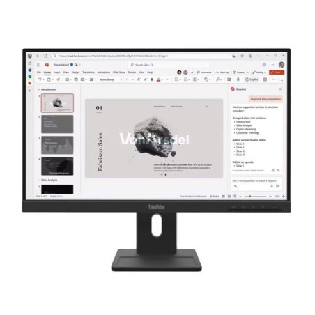 LENOVO ThinkVision E22-40 21.5-22' FHD IPS Monitor 1920x1080 100Hz 16:9 Anti-Glare Height Adjustable Tilt Swivel Pivot VGA DP