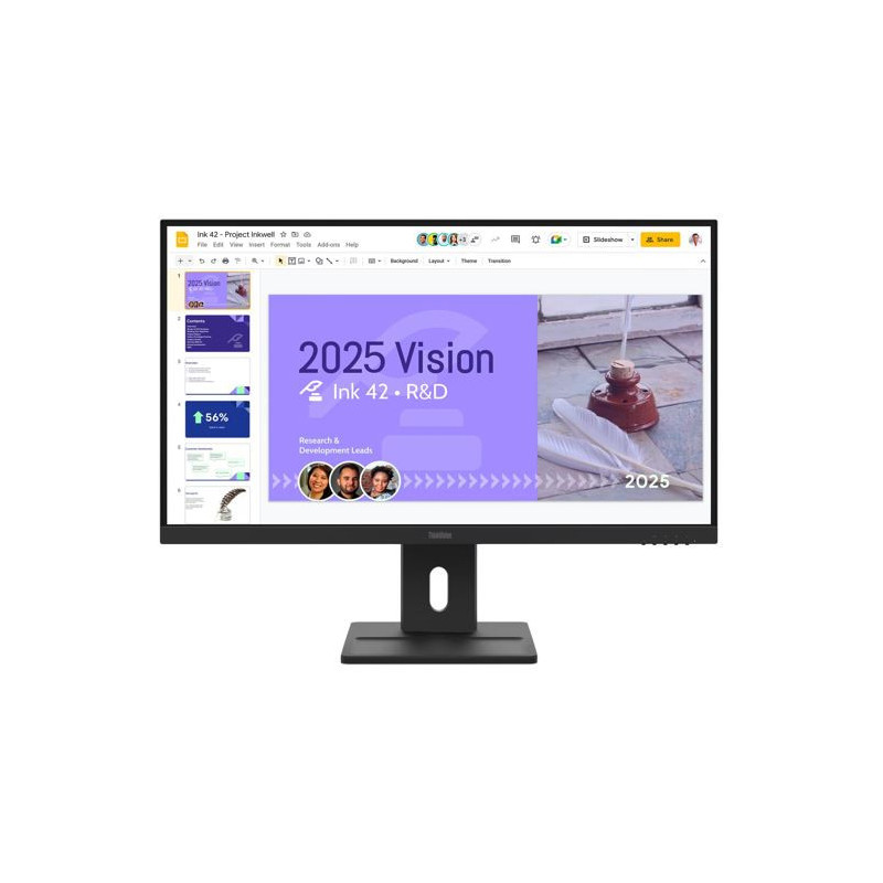 LENOVO ThinkVision E27Q-40 27' 100Hz QHD IPS Monitor 2K 2560x1440 16:9 4ms Tilt Swivel Pivot Height Adjust 2xHDMI DP VESA 3yr