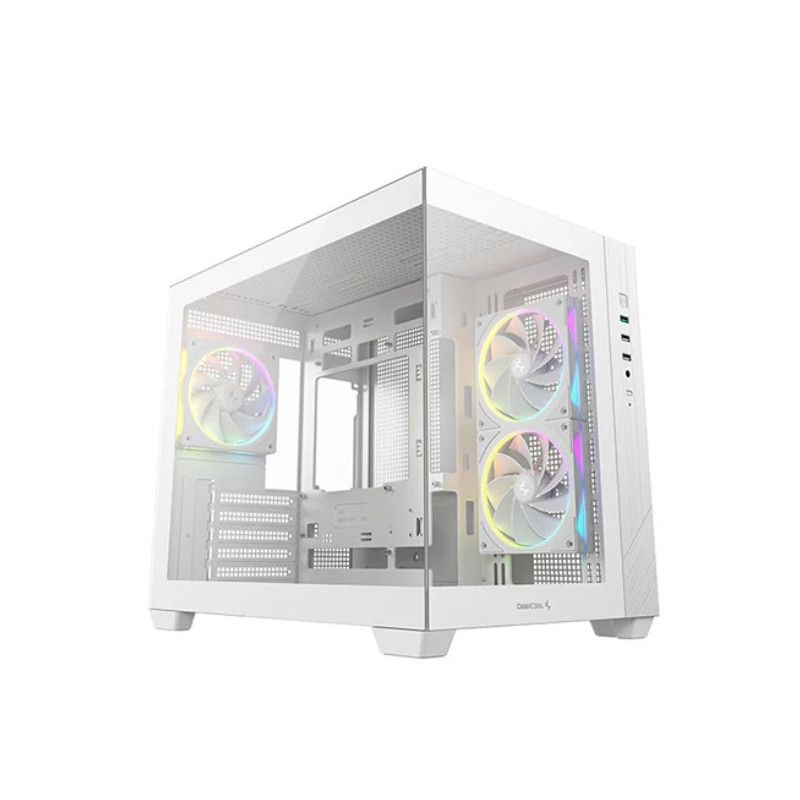 DeepCool CG330 3F WH M-ATX, Support BTF back-plug motherboard, USB3.0 x1,USB2.0 x2,Audio x1,Pre-installed with 3 PWM ARGB fan