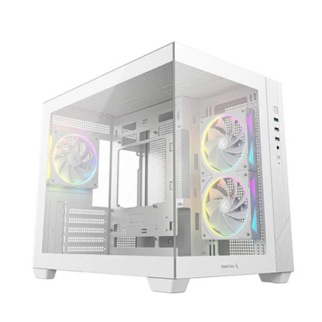 DeepCool CG330 3F WH M-ATX, Support BTF back-plug motherboard, USB3.0 x1,USB2.0 x2,Audio x1,Pre-installed with 3 PWM ARGB fan