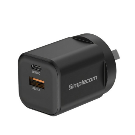 Simplecom CU235 Dual Port PD 35W Fast Wall Charger USB-C   USB-A for Phone Tablet