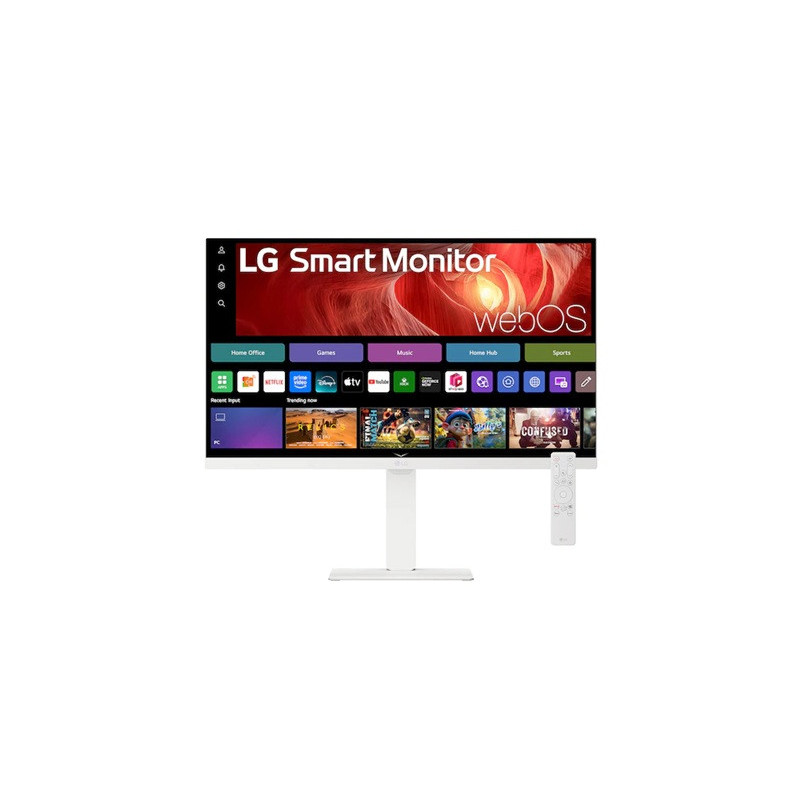 LG 27' 4K UHD IPS Smart Monitor with webOS, USB-C (65W PD), AirPlay 2, Bluetooth, DCI-P3 90%, Magic Remote support, and full 
