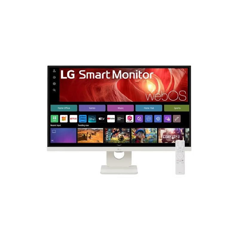 LG 27' 4K UHD IPS Smart Monitor: 3840×2160  (4K UHD), 5 ms response time, 60Hz refresh, ~350‑nit brightness, USB‑C, he