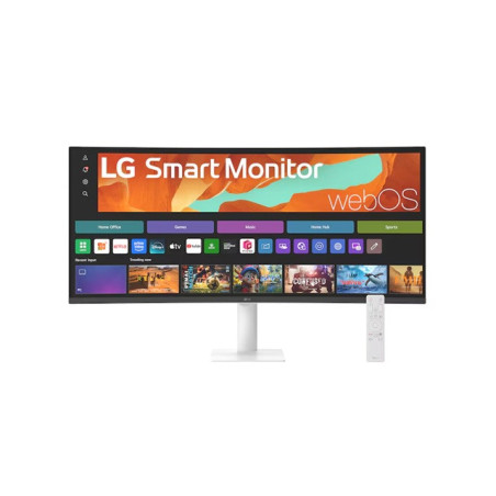 LG Smart Monitor 34' WQHD Curved display with 3440x1440 resolution, sRGB 99%, webOS, AirPlay 2, 2x7W speakers, 100Hz refresh 