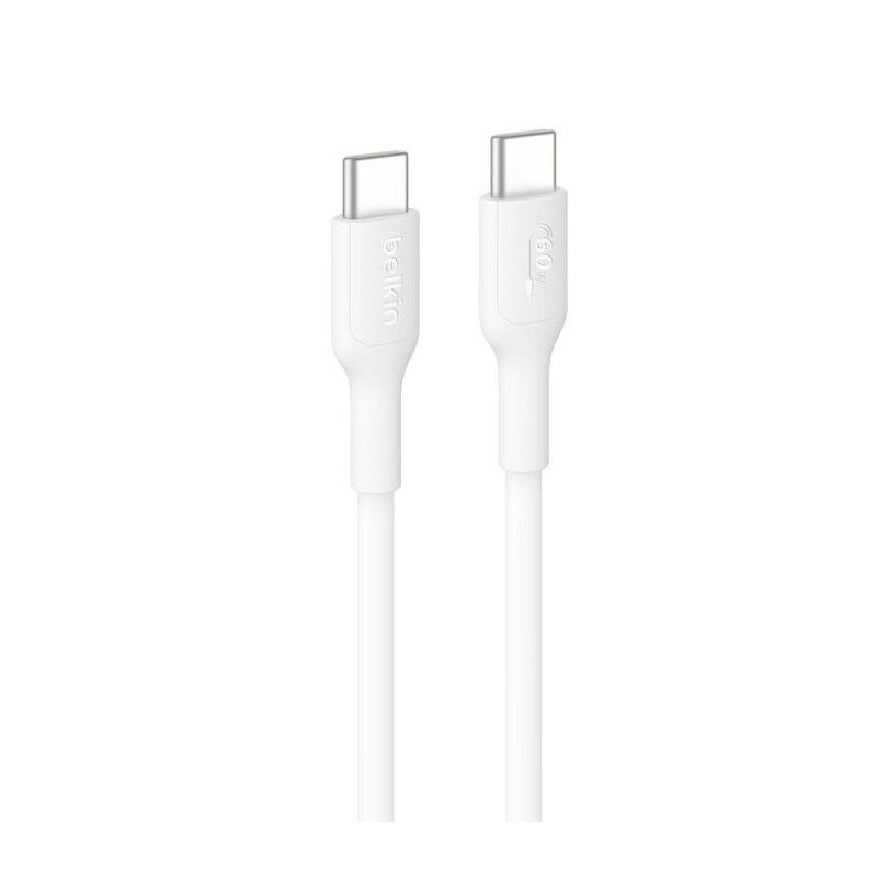 Belkin BoostCharge Pro Braided USB-C to USB-C Cable (2M) - White (CAB004bt1MBK), 3A/60W, 480Mbps, 30K  Bends, Apple,USB-IF Ce