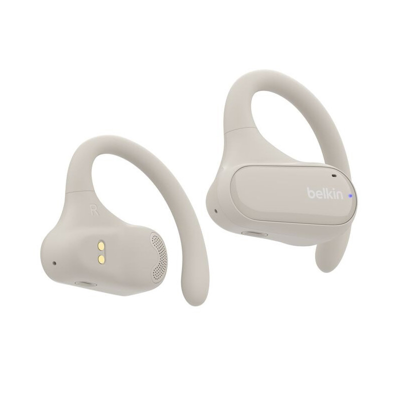 Belkin SoundForm ClearFit New Open-Ear Wireless Earbuds - White (AUC013btSA), Fast Charge, IPX5-Rated, Multipoint Technology,
