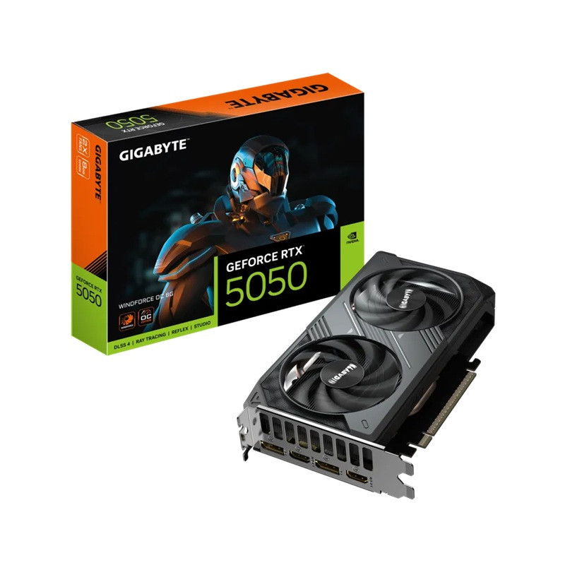 Gigabyte GeForce RTX™ 5050 WINDFORCE OC 8G, 20 Gbps, GDDR6, 128 bit, PCI-E 5.0, DirectX 12 API, PSU 550W, 8 Pin*1, DisplayP