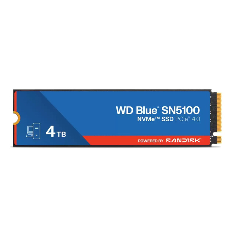 Western Digital WD Blue SN5100 NVMe™ SSD - 4TB, M.2 2280, PCIe Gen4, Read 6900MB/s, Write 6700MB/s, 900K/1100K IOPS, TBW 12