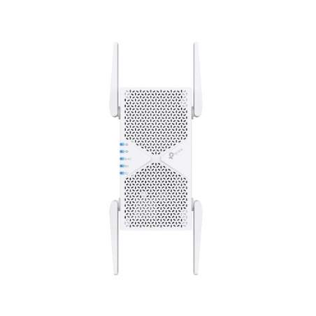 TP-Link RE405BE BE6500 Dual-Band Wi-Fi 7 Range Extender with BE6500 speeds, MLO, 160MHz, 4× antennas, EasyMesh, and 2.5G Eth
