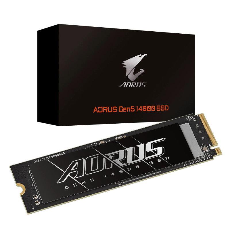 Gigabyte AORUS Gen5 14000 SSD 2TB PCIe5x4 NVMe2.0 M.2 3D TLC LPDDR4 4GB 14500/12700MB/s 80×22×3.5mm MTBF1.6M 11.5W 5yr/1400