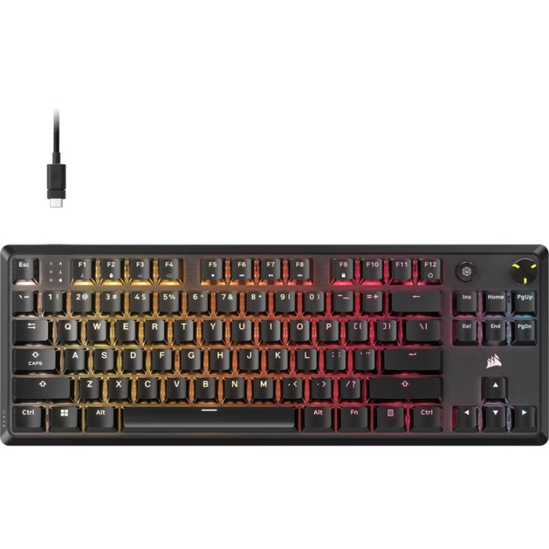 Corsair K70 CORE TKL RGB Mechanical Gaming Keyboard, MLX Red switches, full key rollover, RGB, 1,000Hz, USB wired, iCUE suppo