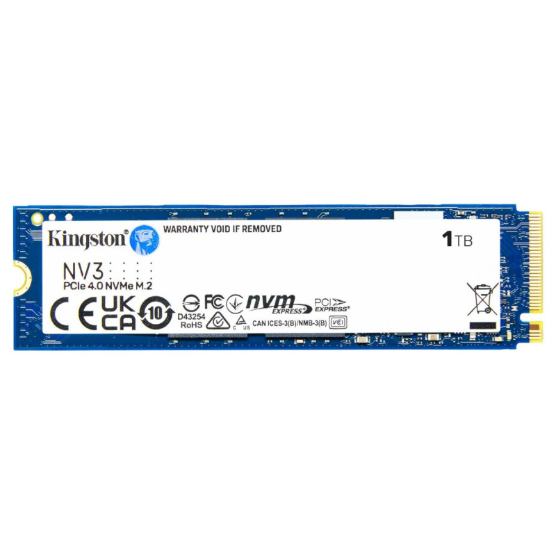 Kingston SNV3S NV3 1TB PCle 4.0x4 NVMe M.2 2280 Gen4 SSD 6000/4000MB/s 3D HAND compaitible Notebook and SFF 5Y Limited