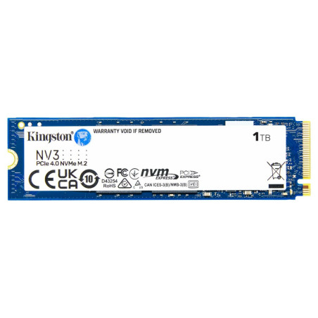Kingston SNV3S NV3 1TB PCle 4.0x4 NVMe M.2 2280 Gen4 SSD 6000/4000MB/s 3D HAND compaitible Notebook and SFF 5Y Limited