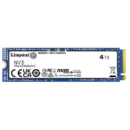 Kingston SNV3S NV3 4TB PCle 4.0x4 NVMe M.2 2280 Gen4 SSD 6000/5000MB/s 3D HAND compaitible Notebook and SFF 5Y Limited (LS)
