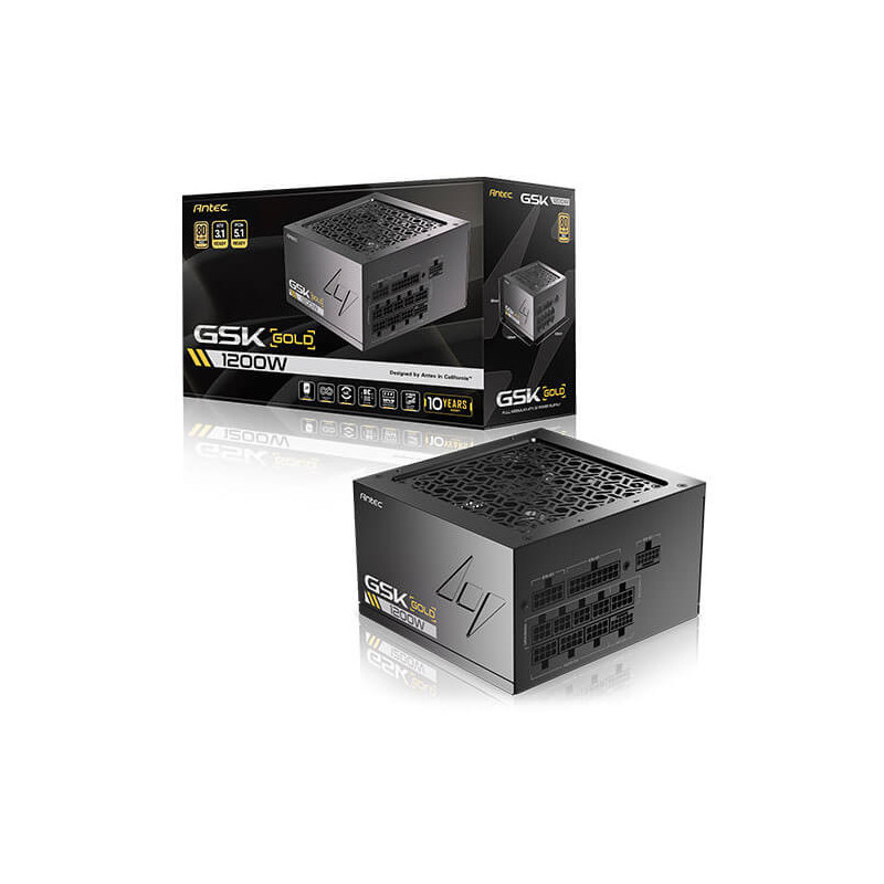 Antec GSK1200 AU, ATX 12V 3.1, 1200W, Full-Modular, 80 Plus Gold, 120mm FDB fan, 100–240V, OCP/OVP/UVP/SCP/OPP/OTP/SIP/NLO 
