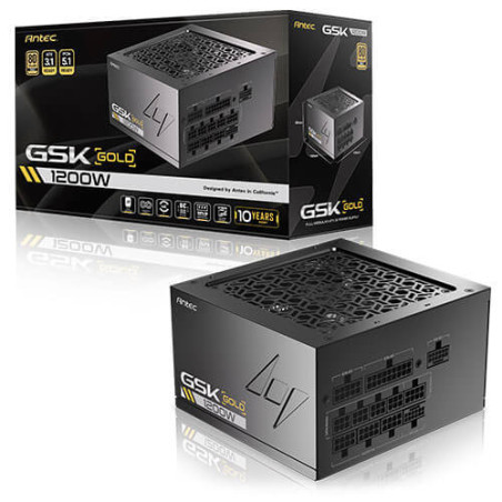 Antec GSK1200 AU, ATX 12V 3.1, 1200W, Full-Modular, 80 Plus Gold, 120mm FDB fan, 100–240V, OCP/OVP/UVP/SCP/OPP/OTP/SIP/NLO 