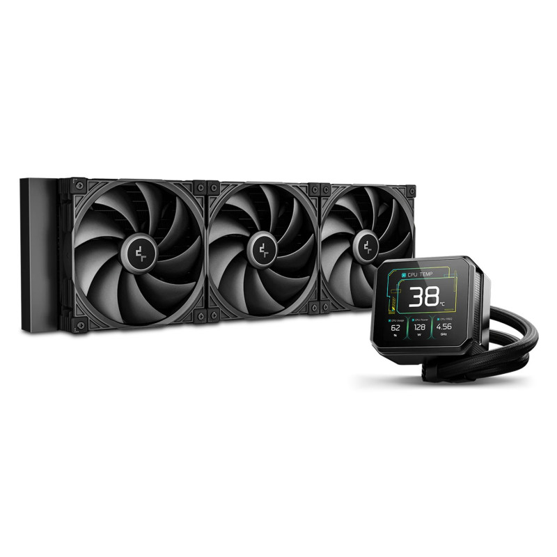 DeepCool SPARTACUS 420 Fully Customisable 6th Gen Liquid Cooler, Thick Tracking Balancing Fans, 3.4' IPS LCD