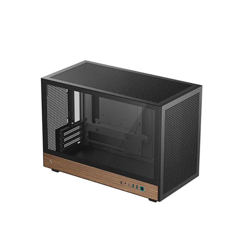 DeepCool CH260 Wood High Airflow Compact Micro-ATX Wood Grain Case.USB3.0×2、Gen2 Type-C x1、Audio/Mic×1