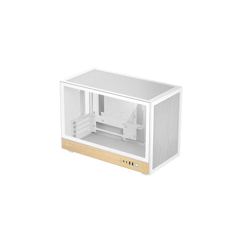 DeepCool CH260 Wood White High Airflow Compact Micro-ATX Wood Grain Case.USB3.0×2、Gen2 Type-C x1、Audio/Mic×1