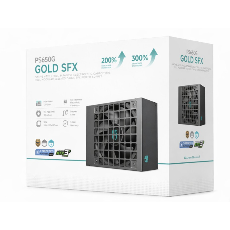 DeepCool PS650G 650W Gamer Storm SFX ,Full Japanese Electrolytic Capacitors, Cybenetics Platinum /PPLP Gold, Fluid Dynamic Be