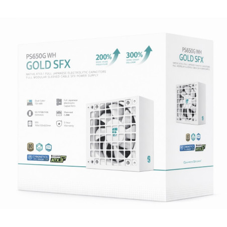 DeepCool PS650G WH 650W Gamer Storm SFX ,Full Japanese Electrolytic Capacitors, Cybenetics Platinum /PPLP Gold, Fluid Dynamic