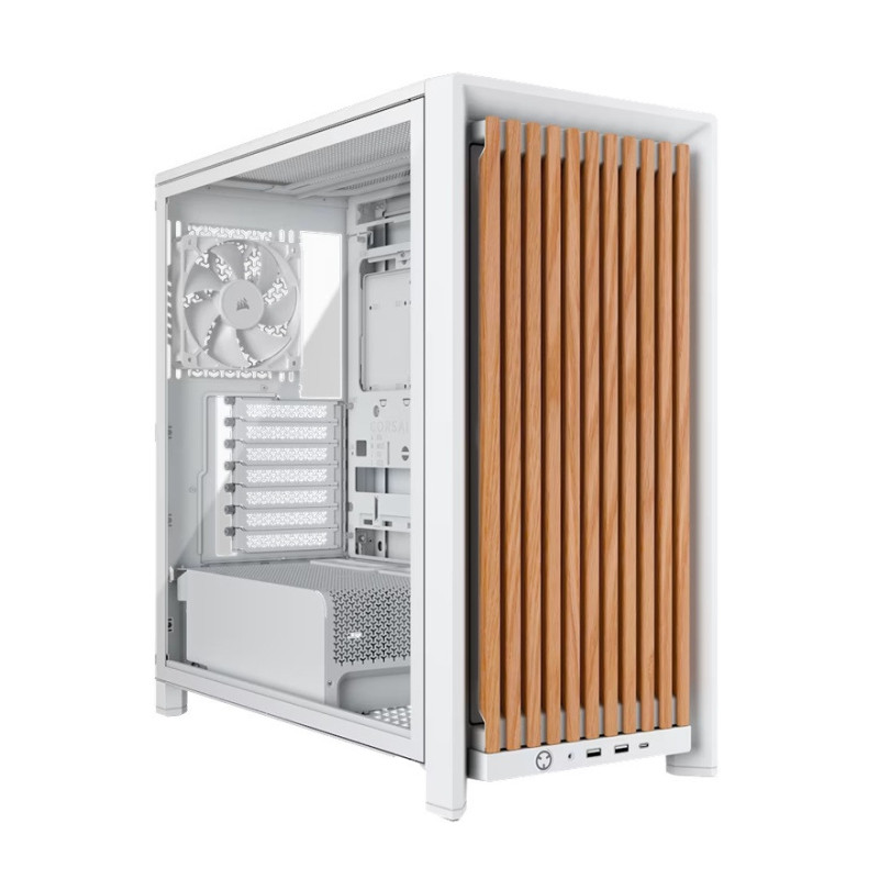 Corsair FRAME 4000D WOOD RS Modular Mid-Tower PC Case - White/Oak, E-ATX ATX mATX ITX, TG wood, 430mm GPU, 170mm CPU, 360mm r