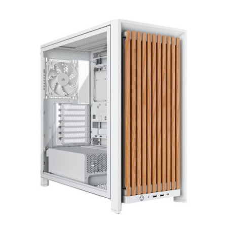 Corsair FRAME 4000D WOOD RS Modular Mid-Tower PC Case - White/Oak, E-ATX ATX mATX ITX, TG wood, 430mm GPU, 170mm CPU, 360mm r