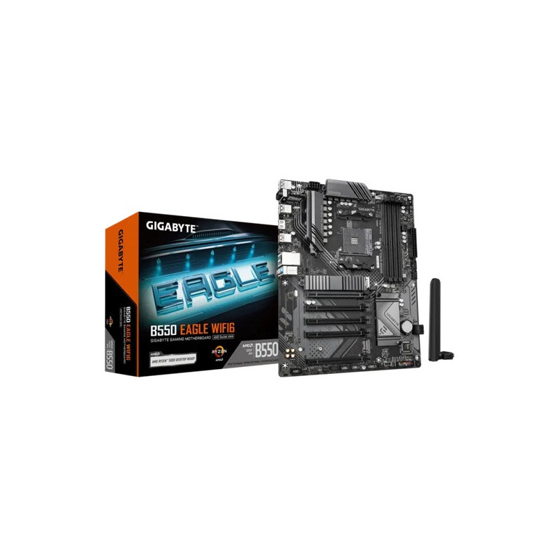 B550 EAGLE WIFI6 AMD ATX motherboard with AM4 support, Ryzen 3000–5000 CPUs, DDR4 up to 128GB, PCIe 4.0, dual M.2, Wi-Fi 6,
