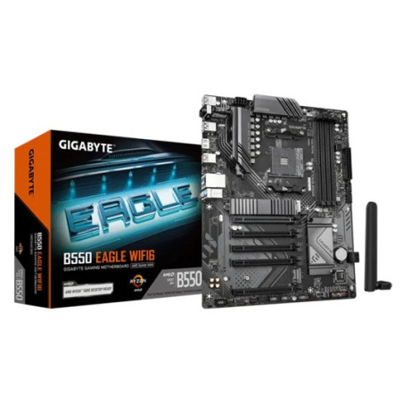 B550 EAGLE WIFI6 AMD ATX motherboard with AM4 support, Ryzen 3000–5000 CPUs, DDR4 up to 128GB, PCIe 4.0, dual M.2, Wi-Fi 6,