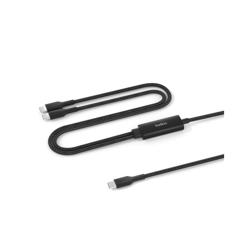 Belkin BoostCharge Pro Braided USB-C to Dual USB-C Cable (1.5M) - Black (CAC004fq1.5MBK), 140W, 480Mbps, 350K  Bends, Apple, 