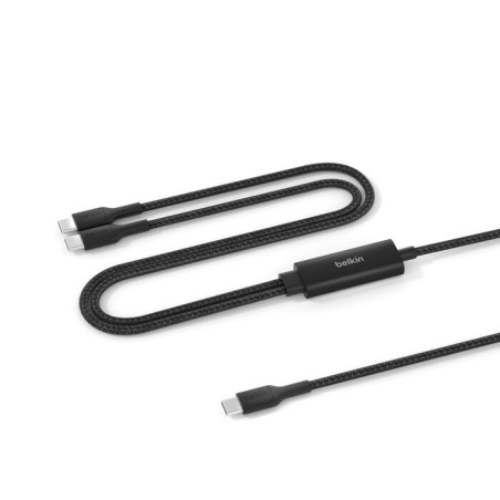 Belkin BoostCharge Pro Braided USB-C to Dual USB-C Cable (1.5M) - Black (CAC004fq1.5MBK), 140W, 480Mbps, 350K  Bends, Apple, 