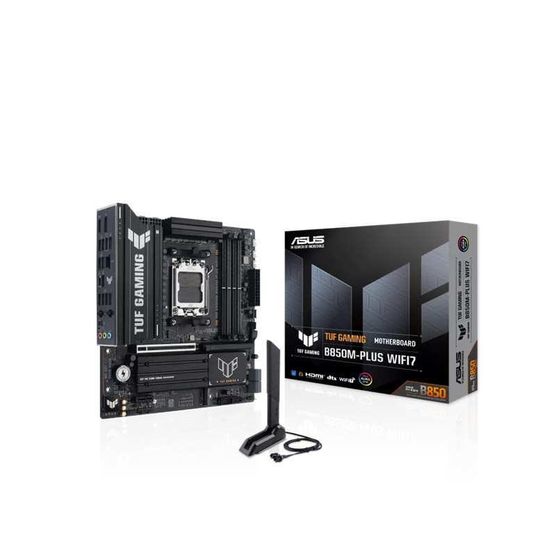 ASUS TUF GAMING B850M-PLUS WIFI7, AM5,B850,4DDR5 256GB,PCIe5.0,M.2x3,WiFi7,BT5.4,2.5GbE,USB20G,DP,HDMI,mATX,3yr wty