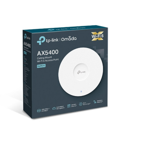 TP-Link EAP670 AX5400 Ceiling Mount WiFi 6 Access Point, 574 Mbps 2.4 GHz and 4804 Mbps 5 GHz, (RJ-45), Omada Cloud Managemen