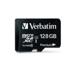 Verbatim Micro SDXC 128GB (Class 10 UHS-I) w Adaptor - 600x,  90 MB/Second, High Capacity and fast transfer. Mobile, Camera, 