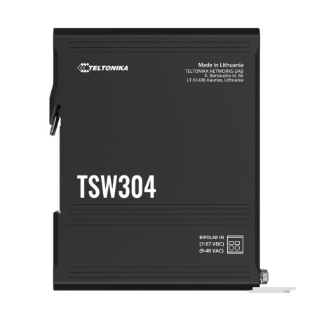 Teltonika TSW304 DIN Rail Ethernet Switch, 4x Gigabit Ethernet with speeds of up to 1000 Mbpsl, Wide Range of Voltages, PSU e