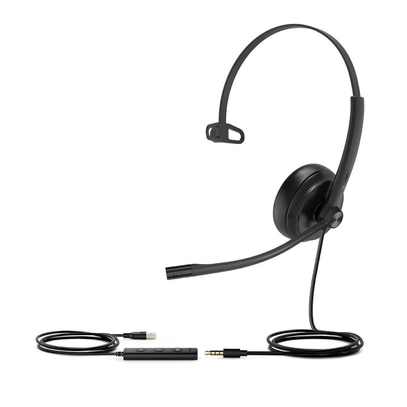 Yealink UH34 Special Edition Mono UC USB Headset, USB-A  3.5mm, Audio Clarity, Noise Cancelling Microphone, Leather Ear Cushi
