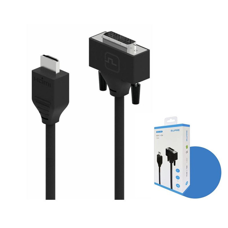 8ware Pro Series 2M HDMI to DVI cable Male to Male Nickel plated high performance 30AWG OD6.0 Copper PVC TPE (Retail package)