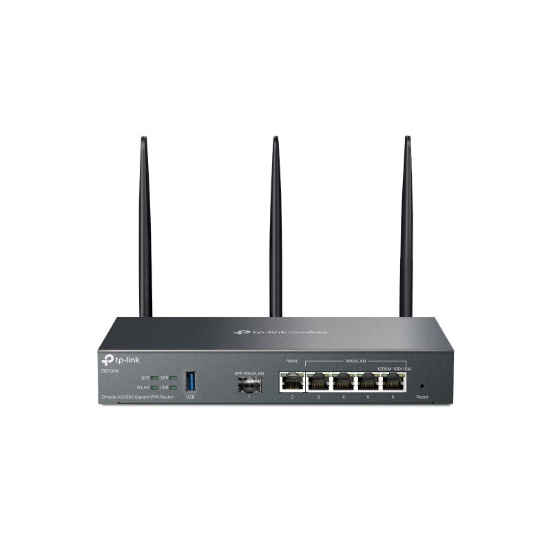 TP-Link ER706W Omada AX3000 Gigabit VPN Router, 6 Gigabit Ports (5 RJ45 1 SFP), Omada Mesh, IPSec, SSL, Wireguard, PPTP, L2TP