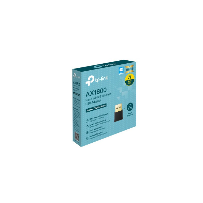 TP-Link Archer TX20U Nano AX1800 Nano Wi-Fi 6 Wireless USB Adapter, 1201 Mbps at 5 GHz   574 Mbps at 2.4 GHz, Internal Antenn