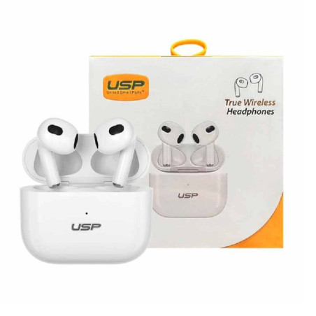 USP True Wireless Buds White BT241 - Smart Touch Controls, Noise Isolation, Ergonomic Fit, Bluetooth v5.0, 240 mAh,2 Years Wa