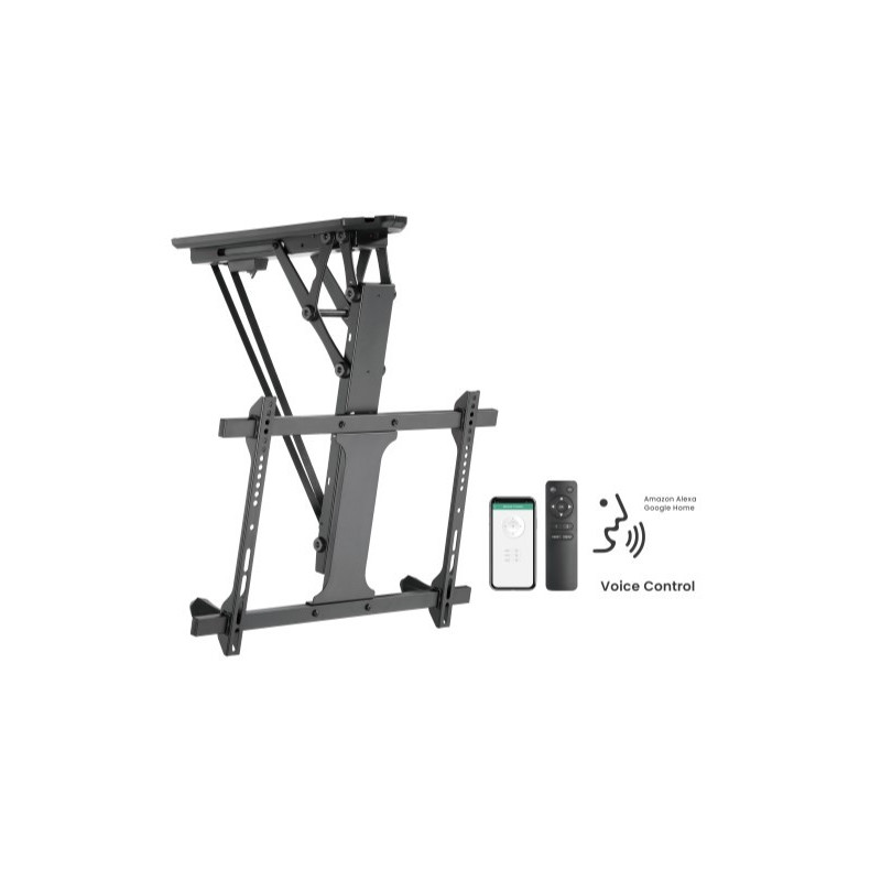 Brateck PLB-M0546AI Smart Flip Down TV Ceiling Mount Powered by TUYA Support most 32' ~ 70' TVs (Black) (LS)