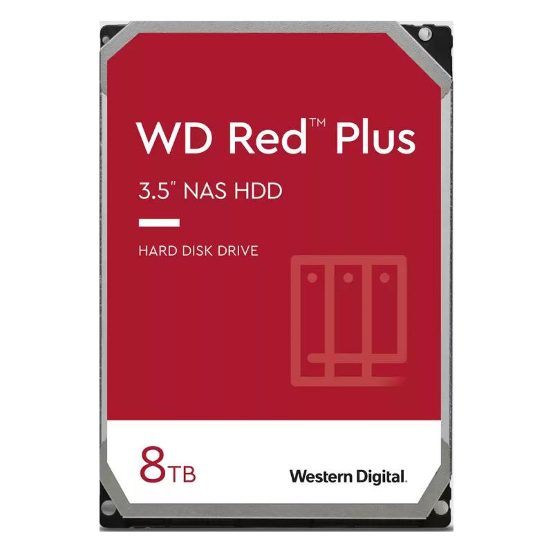 Western Digital WD Red Plus 8TB 3.5' NAS HDD SATA WD80EFPX  215MB/s  5640 RPM  256MB Cache  3-Year Limited Warranty