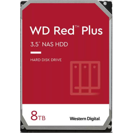 Western Digital WD Red Plus 8TB 3.5' NAS HDD SATA WD80EFPX  215MB/s  5640 RPM  256MB Cache  3-Year Limited Warranty